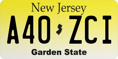 NJ license plate A40ZCI