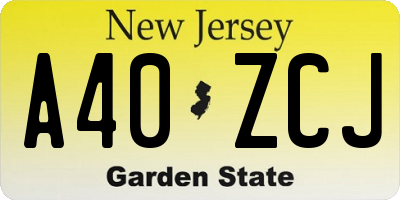 NJ license plate A40ZCJ