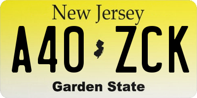 NJ license plate A40ZCK