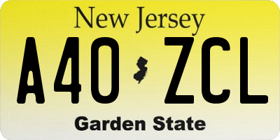 NJ license plate A40ZCL