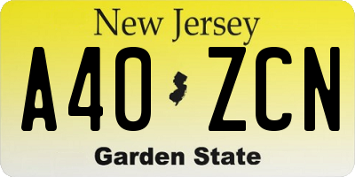 NJ license plate A40ZCN