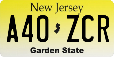 NJ license plate A40ZCR
