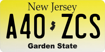 NJ license plate A40ZCS