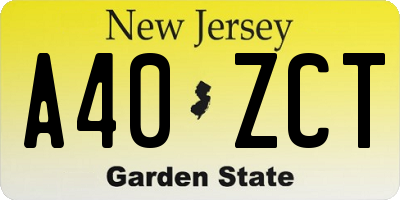 NJ license plate A40ZCT