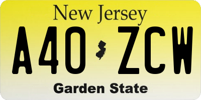 NJ license plate A40ZCW