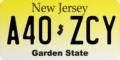 NJ license plate A40ZCY