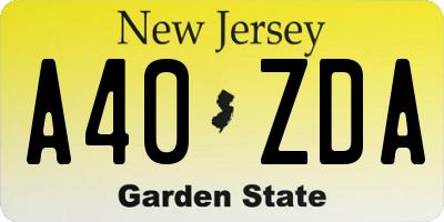 NJ license plate A40ZDA