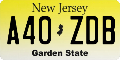 NJ license plate A40ZDB