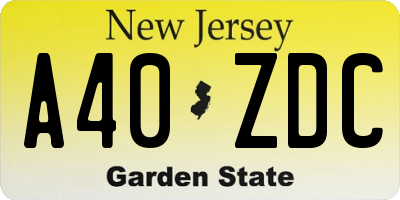 NJ license plate A40ZDC