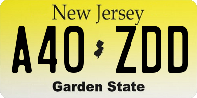 NJ license plate A40ZDD