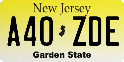 NJ license plate A40ZDE