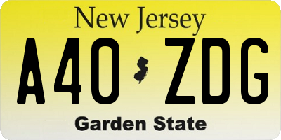 NJ license plate A40ZDG