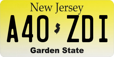 NJ license plate A40ZDI