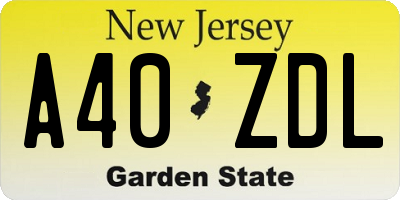 NJ license plate A40ZDL