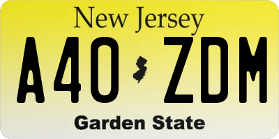NJ license plate A40ZDM