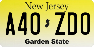 NJ license plate A40ZDO