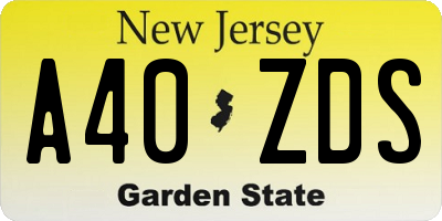 NJ license plate A40ZDS
