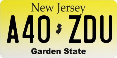 NJ license plate A40ZDU