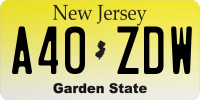 NJ license plate A40ZDW