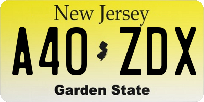 NJ license plate A40ZDX