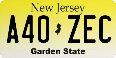 NJ license plate A40ZEC