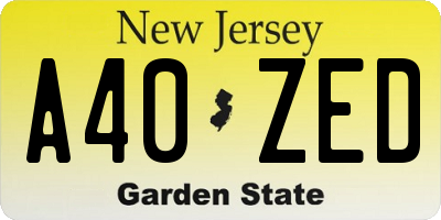 NJ license plate A40ZED