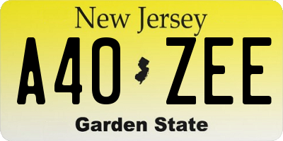 NJ license plate A40ZEE