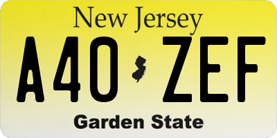 NJ license plate A40ZEF