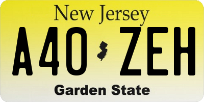 NJ license plate A40ZEH
