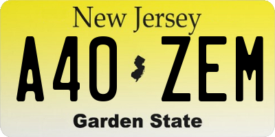 NJ license plate A40ZEM