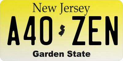 NJ license plate A40ZEN