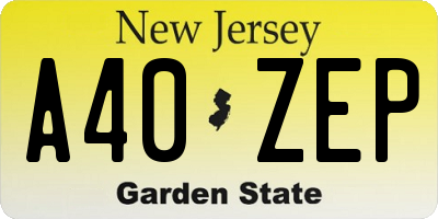 NJ license plate A40ZEP