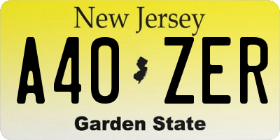 NJ license plate A40ZER