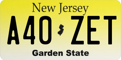 NJ license plate A40ZET