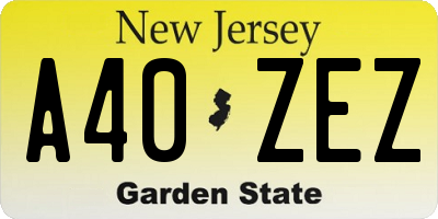NJ license plate A40ZEZ