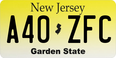 NJ license plate A40ZFC
