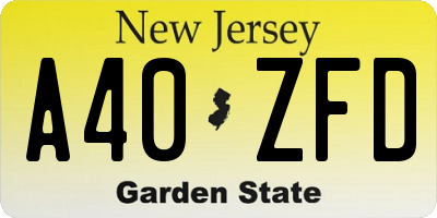 NJ license plate A40ZFD