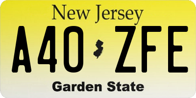NJ license plate A40ZFE
