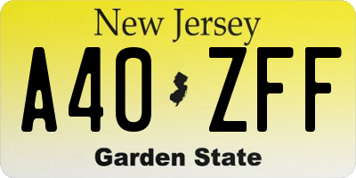 NJ license plate A40ZFF