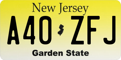NJ license plate A40ZFJ