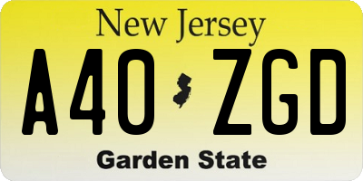 NJ license plate A40ZGD