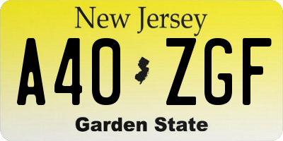 NJ license plate A40ZGF