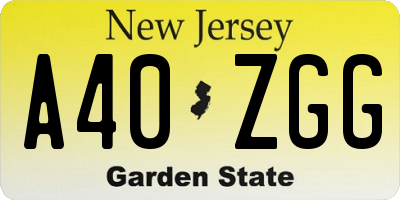 NJ license plate A40ZGG