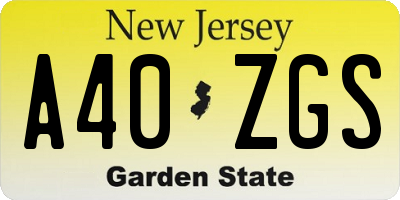 NJ license plate A40ZGS