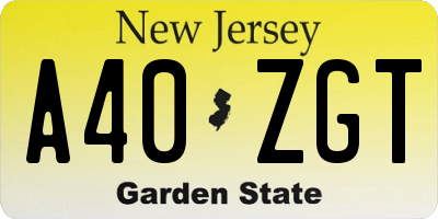 NJ license plate A40ZGT