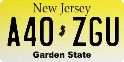 NJ license plate A40ZGU
