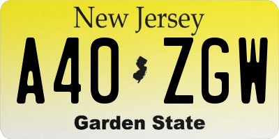 NJ license plate A40ZGW
