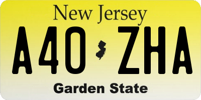 NJ license plate A40ZHA