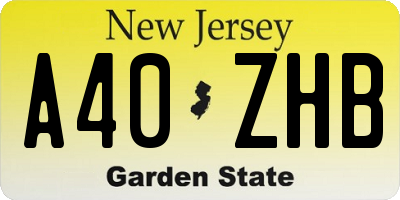 NJ license plate A40ZHB
