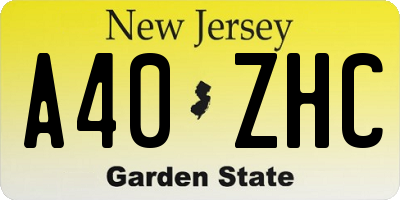 NJ license plate A40ZHC